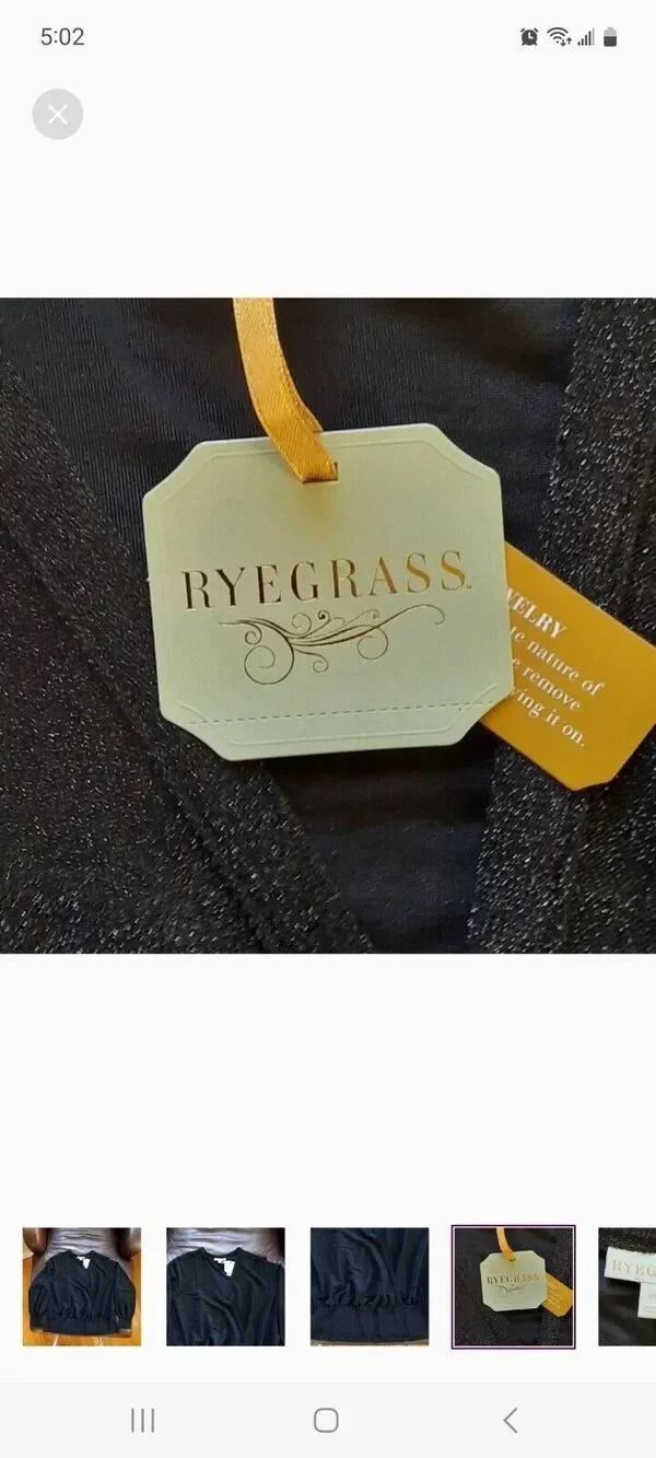 Ryegrass Plus Size 2X Shimmery Long Sleeve Faux Wrap Blouse Top Black NWT